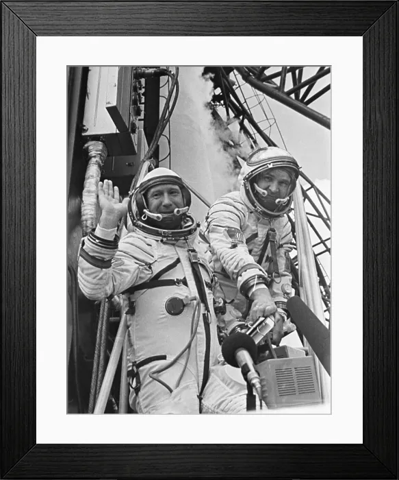Framed Print : Cosmonauts Aleksey Leonov (left) and Valeriy Kubasov before the Apollo-Soyuz launch