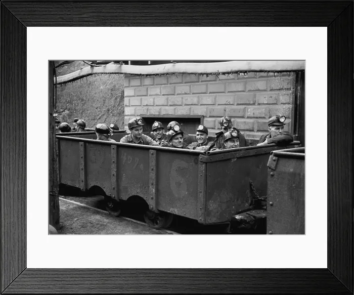 Framed Print : Coal miners ready to descend into the mine in Maidsville, West Virginia. The National Industrial Recovery Act, helped the West Virginia coal industry unionize in the early 1930s