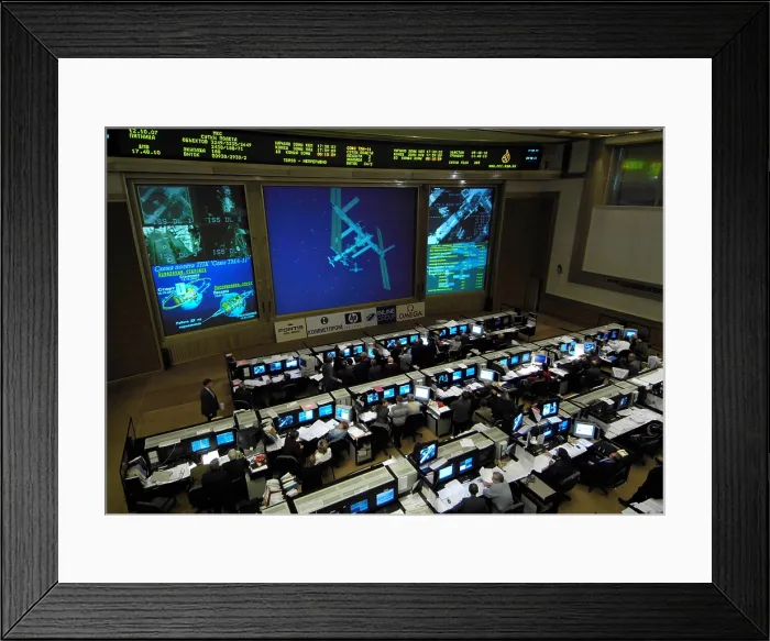 Framed Print : Russian Mission Control Center in Korolev, outside Moscow. The monitors show live video from the Soyuz TMA-11 spacecraft of the International Space Station. Oct. 12, 2007 Framed Print : Russian Mission Control Center in Korolev, outside Moscow. The monitors show live video from the Soyuz TMA-11 spacecraft of the International Space Station. Oct. 12, 2007