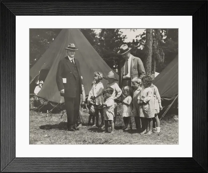 Framed Print : Herbert Hoover with girls and boys at a tent camp during the Great Mississippi River Flood in 1927. The worst effected states were Arkansas, Mississippi, and Louisiana Framed Print : Herbert Hoover with girls and boys at a tent camp during the Great Mississippi River Flood in 1927. The worst effected states were Arkansas, Mississippi, and Louisiana