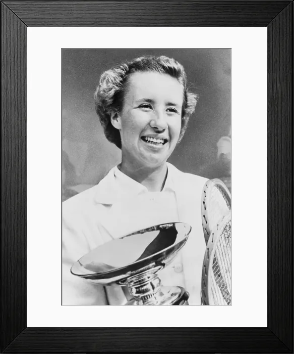 Framed Print : Maureen Connolly, after winning U. S. Women's singles tennis championships at Forest Hills. She won on Sept. 1, 1951, 16 days before her 17th birthday. - (BSLOC_2014_17_184) Framed Print : Maureen Connolly, after winning U. S. Women's singles tennis championships at Forest Hills. She won on Sept. 1, 1951, 16 days before her 17th birthday. - (BSLOC_2014_17_184)