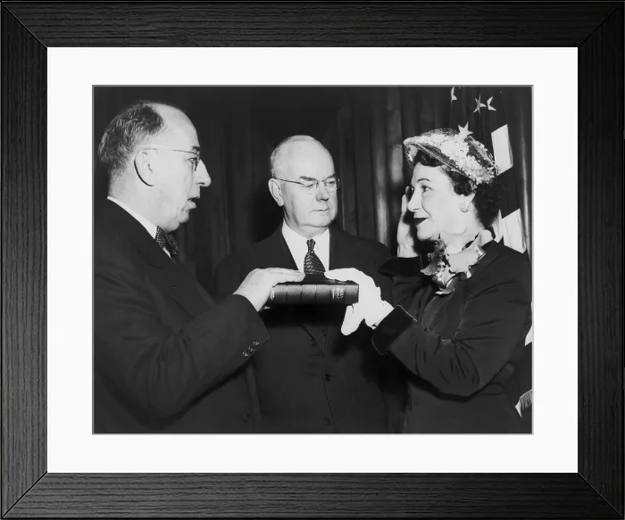 Framed Print : Maybelle Kennedy being sworn in as Assistant Treasurer of the United States in 1952. At the time she was one of a handful of women in high government positions. John W Framed Print : Maybelle Kennedy being sworn in as Assistant Treasurer of the United States in 1952. At the time she was one of a handful of women in high government positions. John W