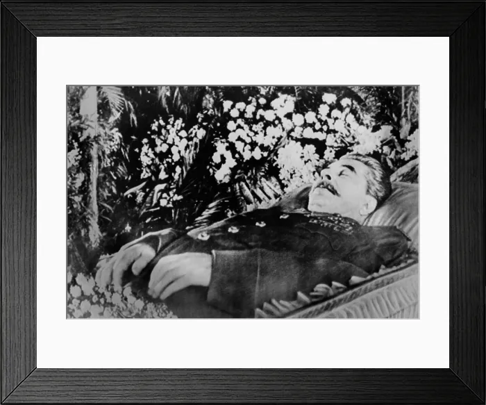 Framed Print : Joseph Stalin, lying in state in Hall of Columns, of the House of Unions. Moscow in March 1953