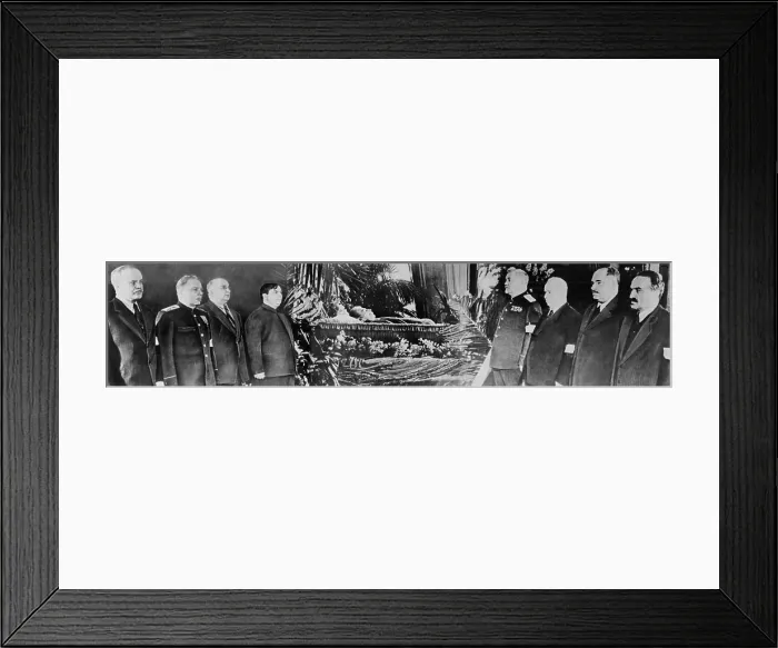 Framed Print : Josef Stalin lying in state as eight top Soviet officials stand as honor guards. L-R: Molotov, Voroshilov, Beria, Malenkov, Bulganin, Khrushchev, Kaganovich, unidentified Framed Print : Josef Stalin lying in state as eight top Soviet officials stand as honor guards. L-R: Molotov, Voroshilov, Beria, Malenkov, Bulganin, Khrushchev, Kaganovich, unidentified