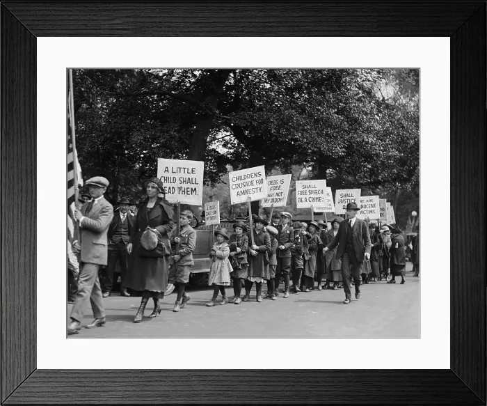 Framed Print : Children's Crusade for Amnesty for American political prisoners for Anti-World War 1 protest. In 1922 they marched in Washington D.C