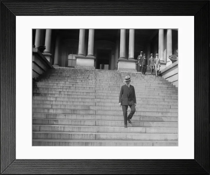 Framed Print : President Calvin Coolidge walking down the stairs of the War Department in 1923. (BSLOC_2015_16_12) Framed Print : President Calvin Coolidge walking down the stairs of the War Department in 1923. (BSLOC_2015_16_12)