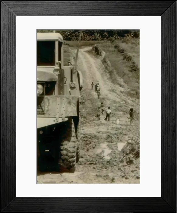Framed Print : Road construction in People's Temple Agricultural Project. Jonestown, Guyana. Nov. 1978