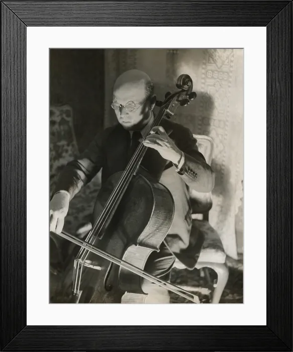 Framed Print : Pablo Casals, the great cello player in his home in Barcelona. Ca. 1930-38. - (BSLOC_2014_17_197)