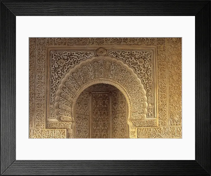 Framed Print : SPAIN. Granada. Alhambra. Alhambra, Nazari Palace. Hall of Menxuar. Mihrab. Hispano-Moresque art. Nasrid dynasty. Architecture Framed Print : SPAIN. Granada. Alhambra. Alhambra, Nazari Palace. Hall of Menxuar. Mihrab. Hispano-Moresque art. Nasrid dynasty. Architecture