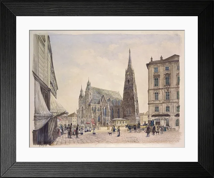 Framed Print : Saint Stephan Cathedral in Vienna, Rudolf von Alt, 1832, 19th Century, watercolour - Whole artwork view