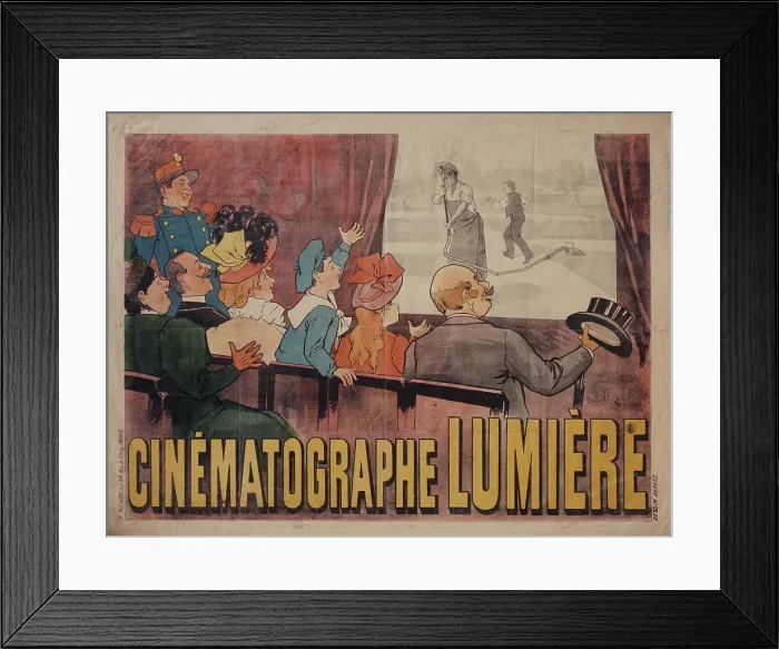 Framed Print : Cinematograph Lumire (Cinmatographe Lumire), by Marcellin Auzolle, 1896, 19th Century, lytography - France, Paris, Poster Museum. Whole artwork view