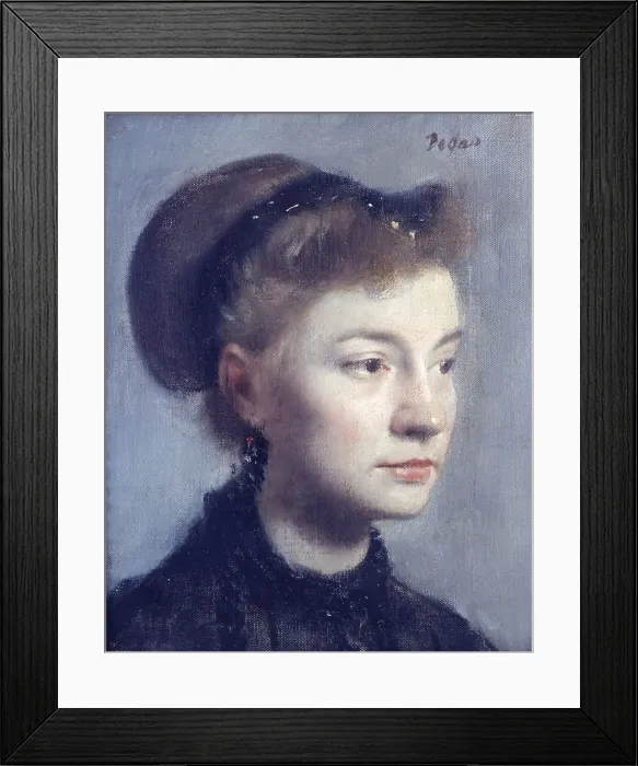 Framed Print : Portrait of a Young Lady (Ritratto di giovane donna), by Edgard Degas, 1867, 19th Century, oil on canvas, 27 x 22 cm - France, Paris, Orsay Museum. Whole artwork view