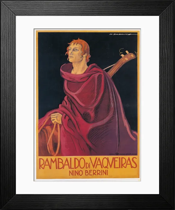 Framed Print : Film poster for Rambaldo di Vaqueros, by Marcello Dudovich, 1921, 20th Century, print, cm 140 x 100 - private collection. Film poster Rambaldo di Vaqueros