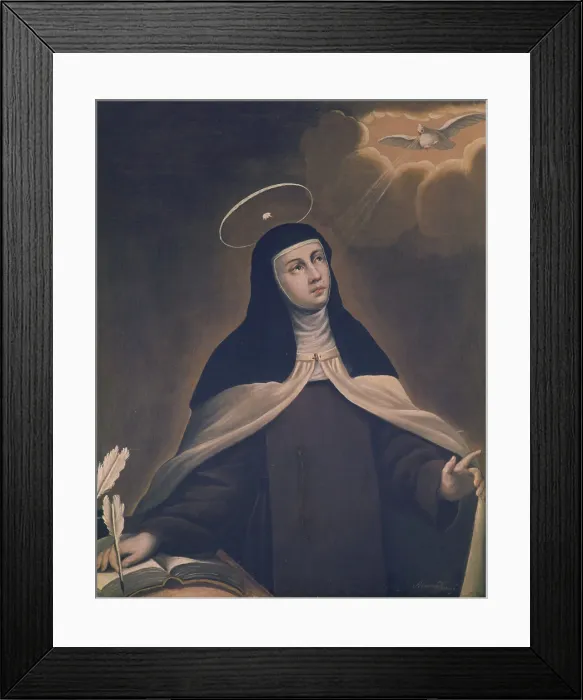 Framed Print : St. Teresa of Avila, by Alonso del Arco, ca. 1700, 17th - 18th Century, oil on cnvas, 103 x 83 cm - Spain, Madrid, Lazaro Galdiano Museum. whole artwork view