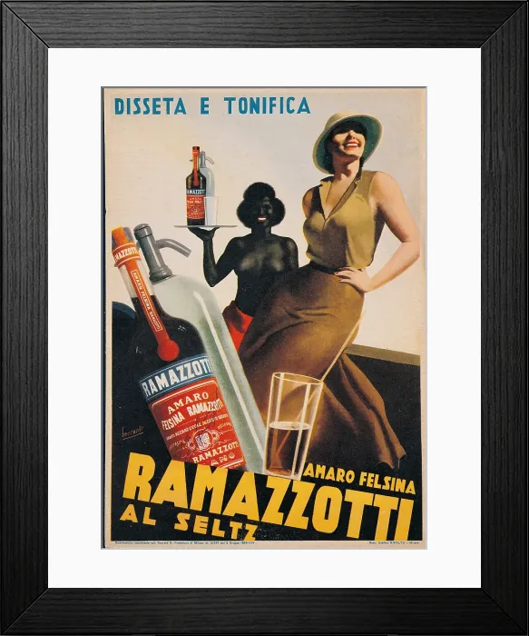 Framed Print : Advertising poster for Amaro Felsina Ramazzotti, by Gino Boccasile, 1936, 20th Century, print, cm 35 x 25 - private collection