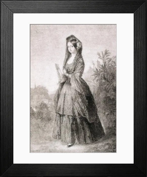 Framed Print : MARIA LUISA FERNANDA de Borbon y Borbon (1832-1897). Infanta of Spain daughter of Ferdinand VII. Wife of Antonio Maria Luis de Orleans, Duke of Montpensier