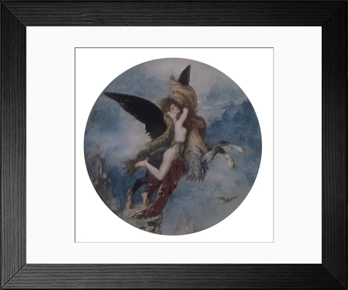 Framed Print : The Chimera, by Gustave Moreau, 1867, 19th Century, watercolour, 22 cm diameter - Private collection. Whole artwork view