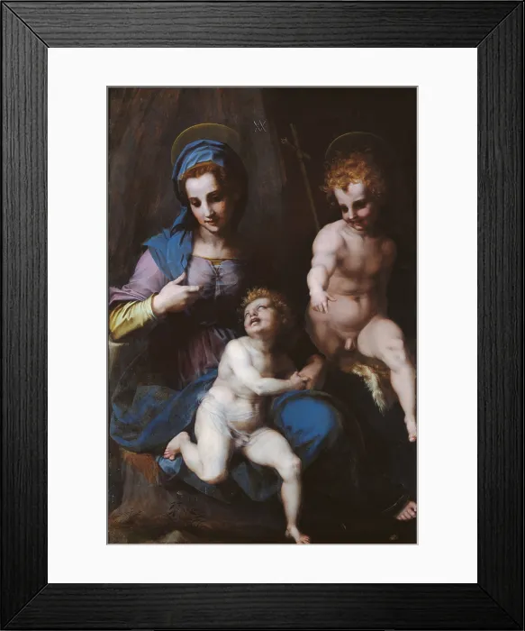 Framed Print : Virgin Mary and Child with Young St John, by Andrea DAgnolo known as Andrea del Sarto, 1515 about, 16th Century, oil on panel, cm 154 x 101 - Italy, Lazio, Rome, Borghese Gallery Framed Print : Virgin Mary and Child with Young St John, by Andrea DAgnolo known as Andrea del Sarto, 1515 about, 16th Century, oil on panel, cm 154 x 101 - Italy, Lazio, Rome, Borghese Gallery