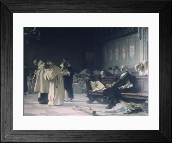 Framed Print : Columbus in Salamanca (Colombo a Salamanca), by Nicol Barabino, 1887, 19th Century, oil on canvas - Italy, Liguria, Genoa, Orsini Palace. Whole artwork view Framed Print : Columbus in Salamanca (Colombo a Salamanca), by Nicol Barabino, 1887, 19th Century, oil on canvas - Italy, Liguria, Genoa, Orsini Palace. Whole artwork view