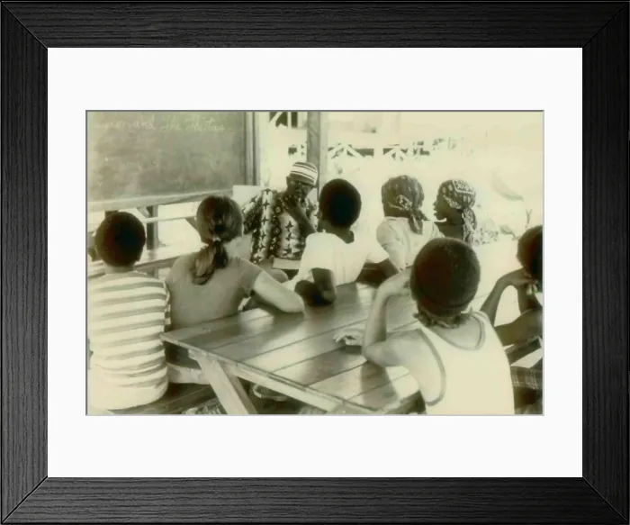 Framed Print : School with Henry Mercer is teaching the students. People's Temple Agricultural Project. Jonestown, Guyana. Nov. 1978 Framed Print : School with Henry Mercer is teaching the students. People's Temple Agricultural Project. Jonestown, Guyana. Nov. 1978