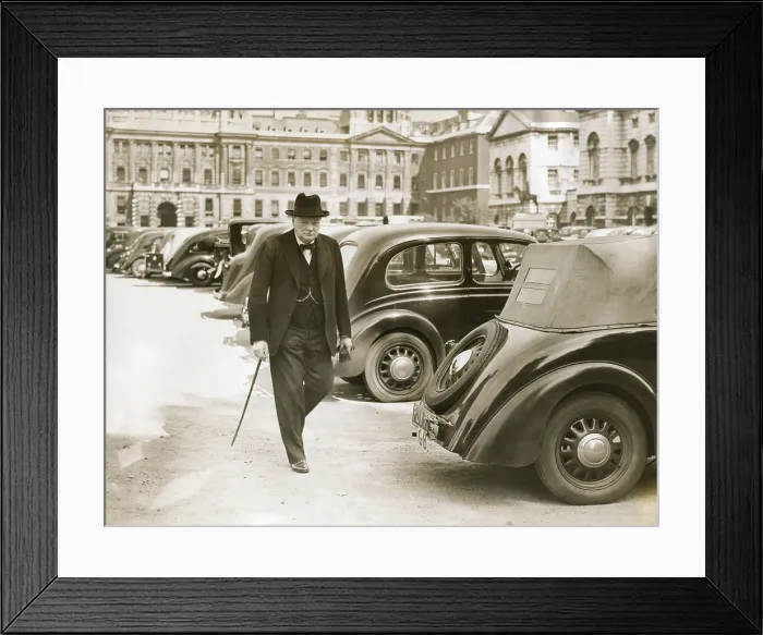 Framed Print : Mr. Winston Churchill, First Lord of the Admiralty, walking to 10 Downing Street, Sept. 7, 1939