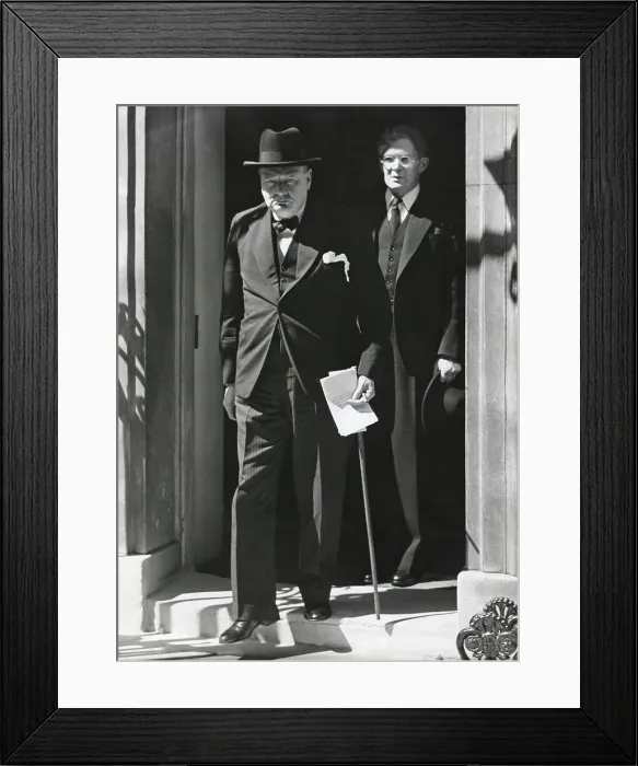 Framed Print : Prime Minister Winston Churchill leaving 10 Downing Street to speak to Parliament on June 18, 1940 Framed Print : Prime Minister Winston Churchill leaving 10 Downing Street to speak to Parliament on June 18, 1940