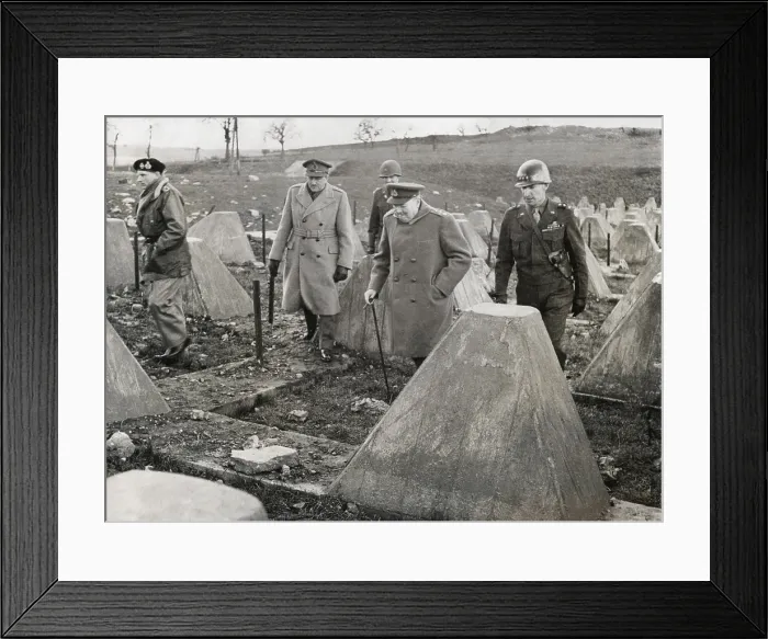 Framed Print : Churchill and Commanders visit the Western Front on March 4, 1945