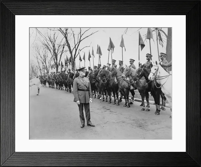Framed Print : General John Pershing reviewing Buffalo Soldiers of the African American Tenth Cavalry. Ft. Myer, Virginia, 1932. (BSLOC_2015_16_133) Framed Print : General John Pershing reviewing Buffalo Soldiers of the African American Tenth Cavalry. Ft. Myer, Virginia, 1932. (BSLOC_2015_16_133)