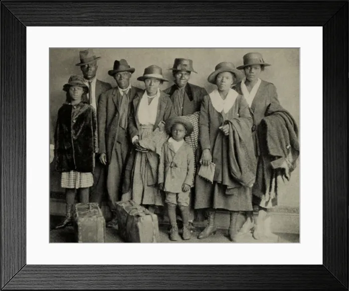 Framed Print : African American extended family arriving in Chicago from the rural South, ca. 1920. (BSLOC_2015_16_135) Framed Print : African American extended family arriving in Chicago from the rural South, ca. 1920. (BSLOC_2015_16_135)