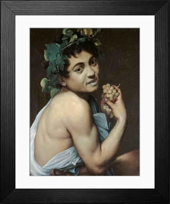 Framed Print : Sick Bacchus, by Michelangelo Merisi known as Caravaggio, 1593 - 1594, 16th Century, oil on canvas, cm 67 x 53 - Italy, Lazio, Rome, Borghese Gallery. Detail