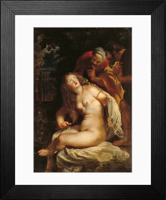 Framed Print : Susanna and the Elders, by Peter Paul Rubens, 1601 - 1602, 17th Century, oil on canvas, cm 94 x 67 - Italy, Lazio, Rome, Borghese Gallery. All
