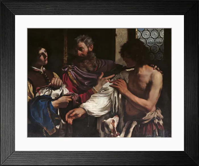 Framed Print : The Return of the Prodigal Son, by Giovan Francesco Barbieri known as il Guercino, 1627 - 1628, 17th Century, oil on canvas, cm 125 x 163 - Italy, Lazio, Rome, Borghese Gallery