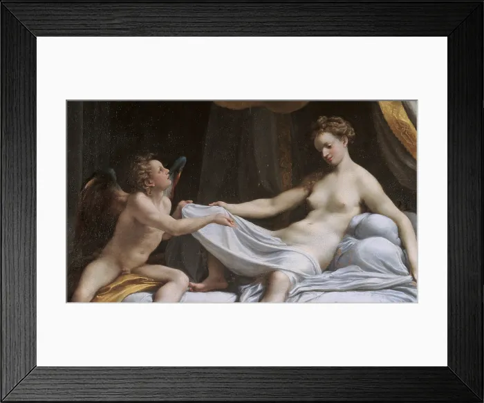Framed Print : Jupiter and Dana, by Antonio Allegri known as Correggio, 1531 - 1532 about, 16th Century, oil on canvas, cm 161 x 193 - Italy, Lazio, Rome, Borghese Gallery. Detail