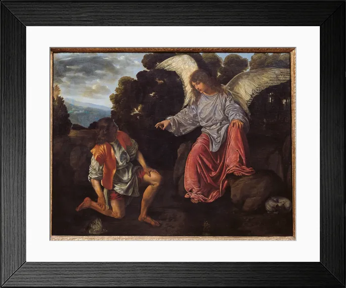 Framed Print : Archangel Raphael and Tobias (Tobias and the Angel), by Giovanni Girolamo (Gerolamo) Savoldo, 1540 about, 16th Century, oil on canvas, cm 96 x 126 - Italy, Lazio, Rome