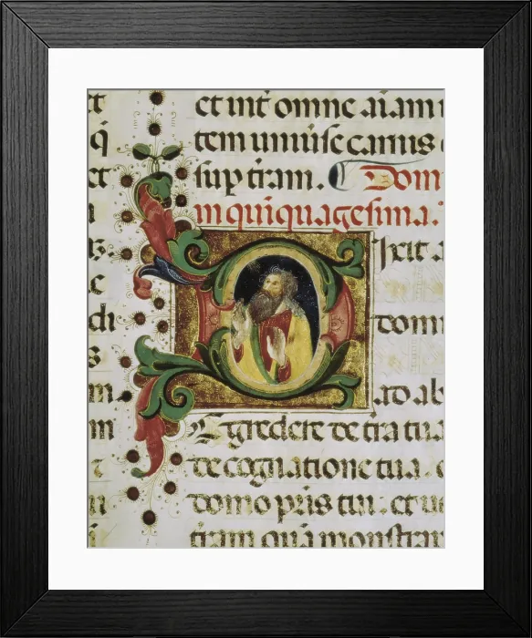 Framed Print : Abraham hears the voice of the Lord. Representation in initial of medieval manuscript. Gothic art. Miniature Painting. - BeBa / Iberfoto / Everett Collection (385319)**US SALES ONLY**