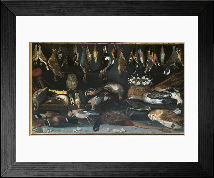Framed Print : Still Life with Birds, by Master of Hartford, 1590 - 1600, 16th Century, oil on canvas, cm 103, 5 x 173 - Italy, Lazio, Rome, Borghese Gallery. All Framed Print : Still Life with Birds, by Master of Hartford, 1590 - 1600, 16th Century, oil on canvas, cm 103, 5 x 173 - Italy, Lazio, Rome, Borghese Gallery. All