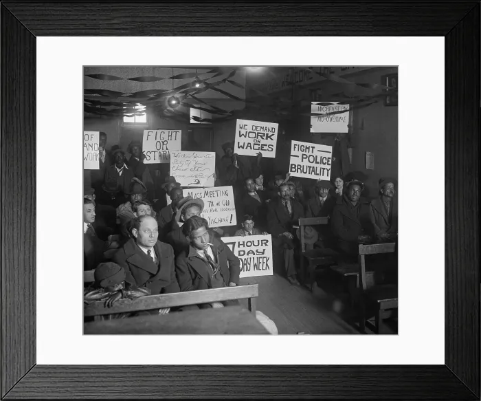 Framed Print : African Americans and Whites at a Communist meeting before a protest demonstration. Ca. 1919-1920 Framed Print : African Americans and Whites at a Communist meeting before a protest demonstration. Ca. 1919-1920