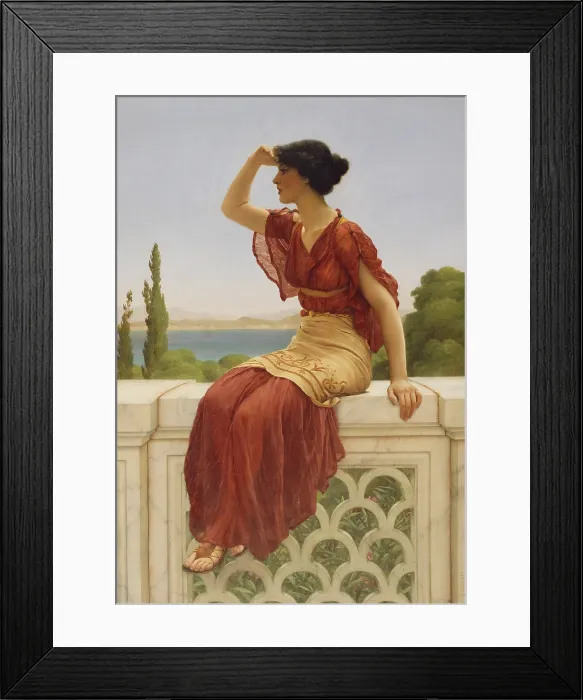 Framed Print : The Signal, by John William Godward, 1899, English painting, oil on canvas