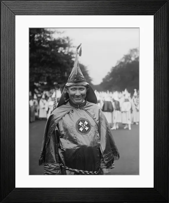 Framed Print : Hiram Wesley Evans, Grand Wizard of the Ku Klux Klan, in 1926 Framed Print : Hiram Wesley Evans, Grand Wizard of the Ku Klux Klan, in 1926