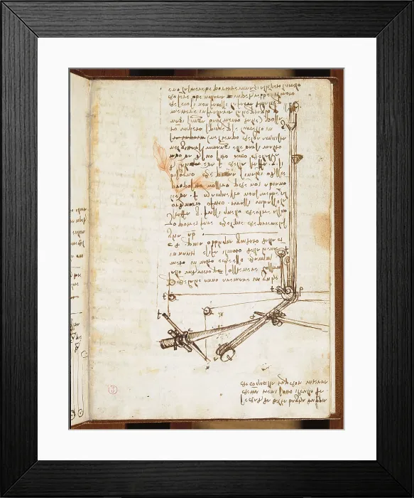Framed Print : Codex on the Flight of Birds, by Leonardo da Vinci, 16th Century, 1505 -1506, paper manuscript, mm 213 x 153 - Italy, Piemonte, Turin, Royal Library, Varia 95 c. 16v