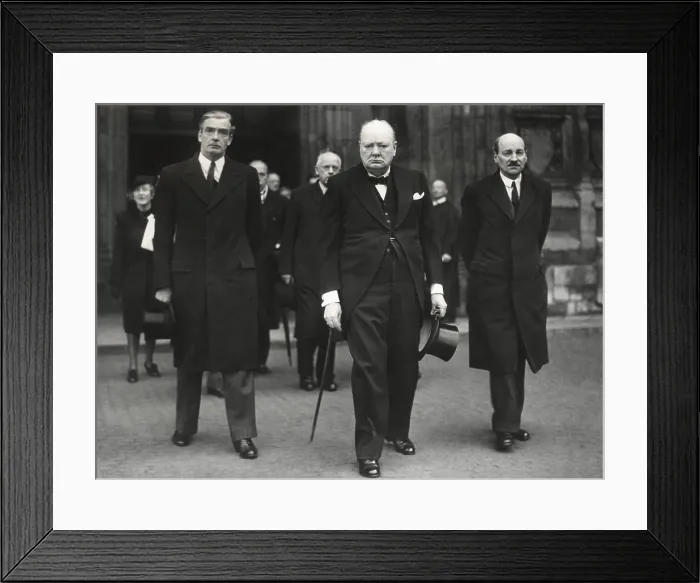 Framed Print : British leaders leaving the Westminster Abby memorial service for David Lloyd George