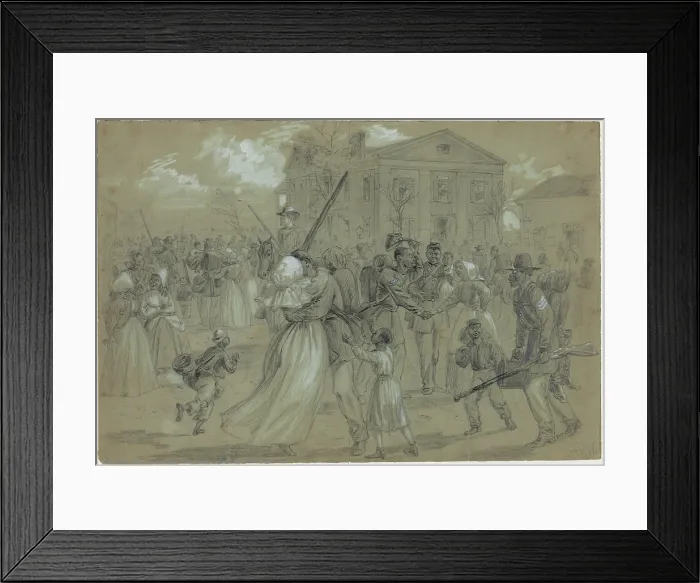 Framed Print : Women and children greet their loved ones as African-American soldiers muster out of the military in Little Rock, Arkansas Framed Print : Women and children greet their loved ones as African-American soldiers muster out of the military in Little Rock, Arkansas