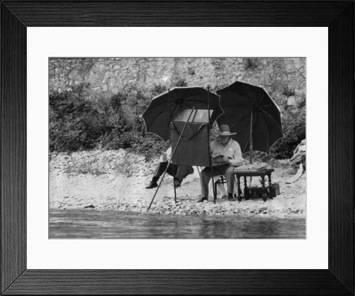 Framed Print : Winston Churchill painting on the Italian Riviera, ca. 1948-49. - (BSLOC_2014_17_54) Framed Print : Winston Churchill painting on the Italian Riviera, ca. 1948-49. - (BSLOC_2014_17_54)