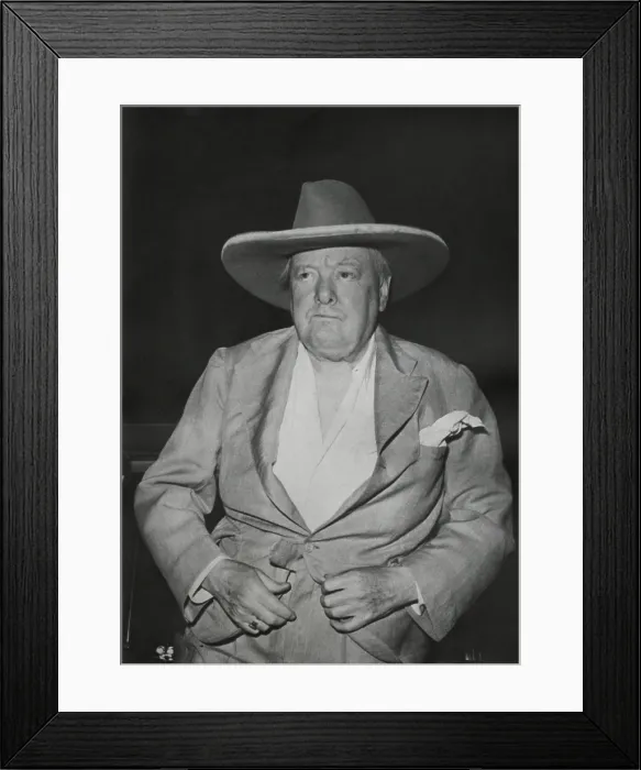 Framed Print : Winston Churchill casually dressed on vacation in Italy. He was at the Hotel and Casino at Gardone. July 30, 1949. - (BSLOC_2014_17_55) Framed Print : Winston Churchill casually dressed on vacation in Italy. He was at the Hotel and Casino at Gardone. July 30, 1949. - (BSLOC_2014_17_55)