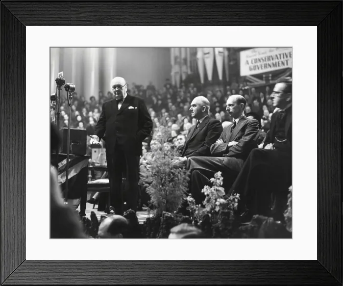 Framed Print : Former Prime Minister Winston Churchill opening General Election campaign at Leeds, Feb. 5, 1950 Framed Print : Former Prime Minister Winston Churchill opening General Election campaign at Leeds, Feb. 5, 1950