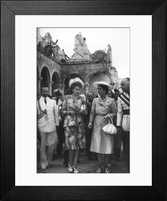 Framed Print : Evita Peron, with Carmen Polo de Franco, wife of Spanish Fascist dictator Francisco Franco. Toledo, Spain, June 1947. - (BSLOC_2014_17_65) Framed Print : Evita Peron, with Carmen Polo de Franco, wife of Spanish Fascist dictator Francisco Franco. Toledo, Spain, June 1947. - (BSLOC_2014_17_65)