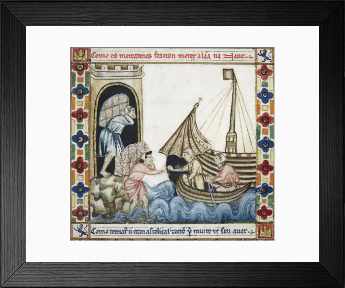 Framed Print : Alfonso X, called 'The Wise' (1221-1284). Cantigas de Santa Maria (Virgin Mary Songs). 13th c. MS T.I. 1. Codex Rico. Cantiga 35. Fol. 53r