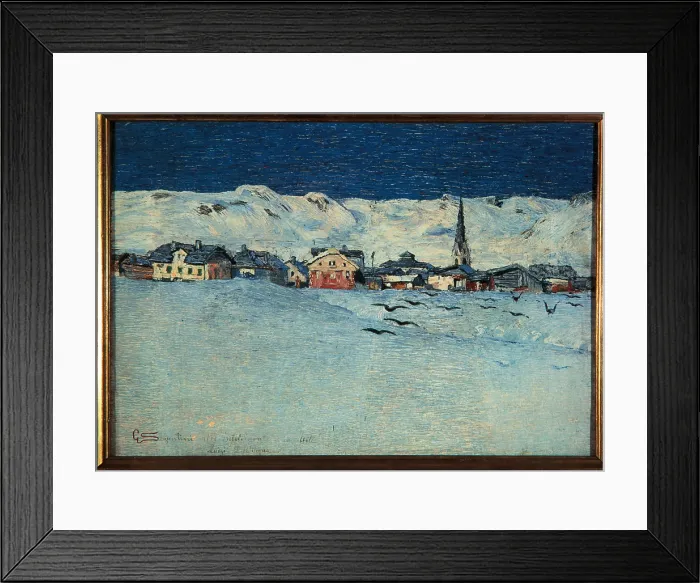 Framed Print : Winter View of Savognino (Savognino under the Snow), by Giovanni Segantini, 1890 about, 19th Century, oil on canvas, cm 35 x 50 - Italy, Lombardy, Milan, Private Collection. All Framed Print : Winter View of Savognino (Savognino under the Snow), by Giovanni Segantini, 1890 about, 19th Century, oil on canvas, cm 35 x 50 - Italy, Lombardy, Milan, Private Collection. All
