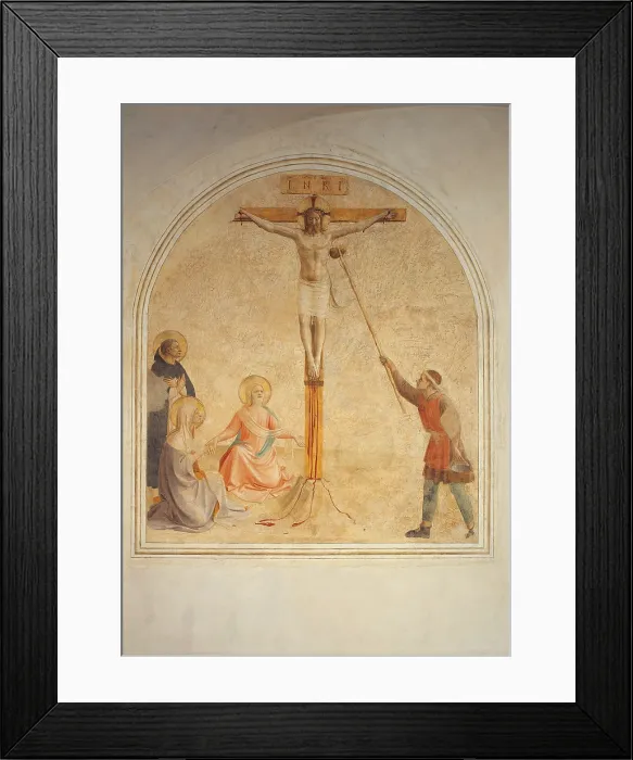 Framed Print : Crucifixion, by Guido di Pietro (Piero) known as Beato Angelico, 1540 - 1549 about, 15th Century, fresco, - Italy, Tuscany, Florence, San Marco Convent