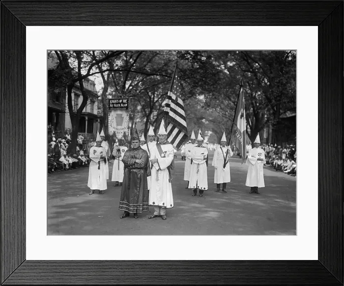 Framed Print : Knights of the Ku Klux Klan from the Pennsylvania Realm pause for a news photographer